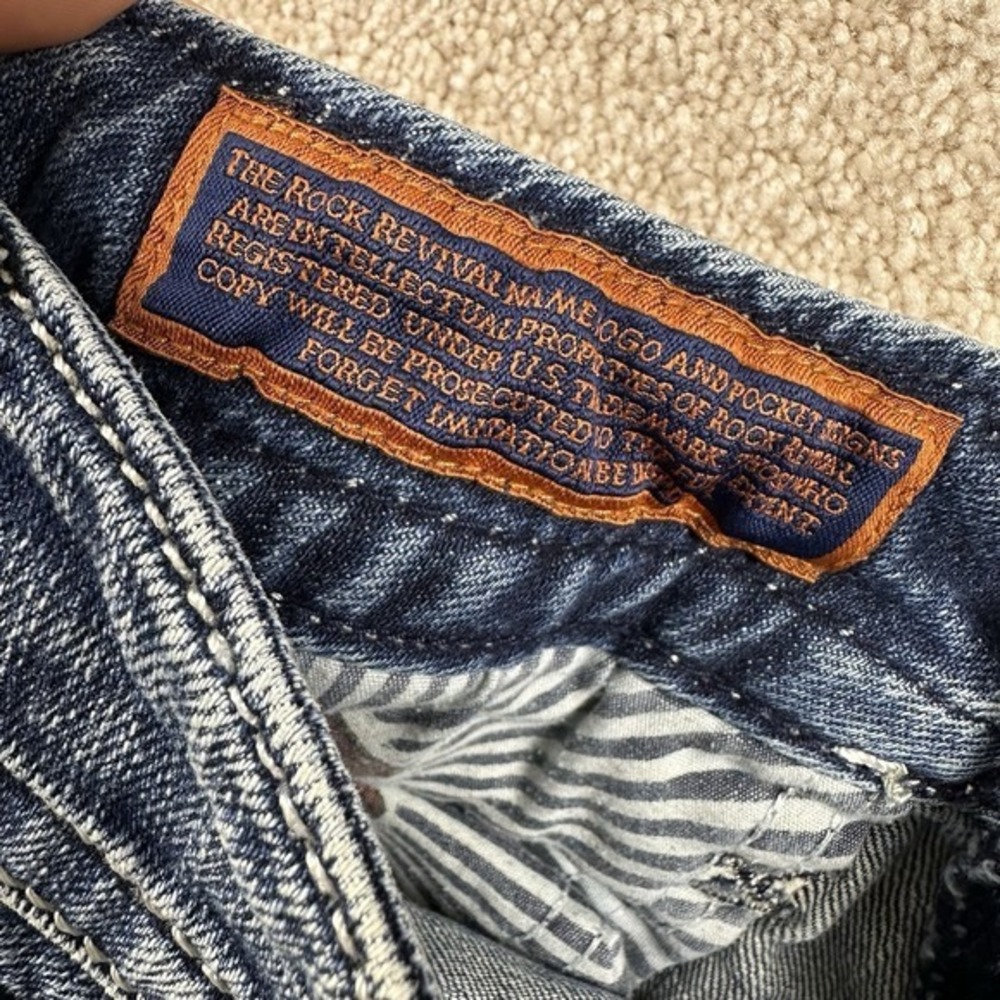 Rock Revival Capri Jeans Women 29 *28x19.5* Blue Denim Distressed - Picture 8 of 13